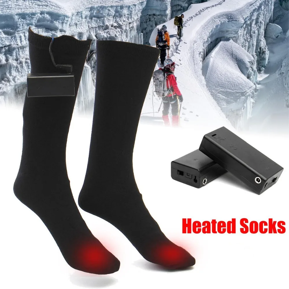 3V 50 Degree Heated Men Socks Winter Keep Warm Foot Leg Mid calf Socks