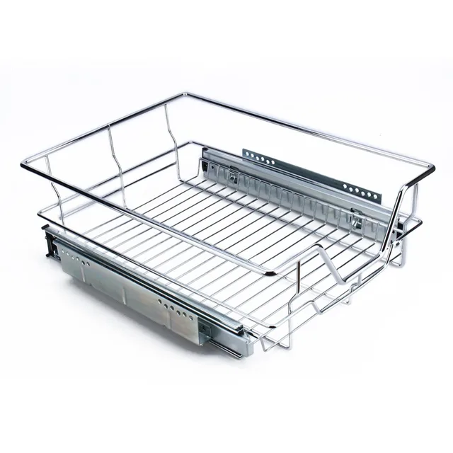 400mm Kitchen Sliding Cabinet Organizer Pull Out Chrome Wire Storage 400mm Kitchen Sliding Cabinet Organizer Pull Out Chrome Wire Storage Basket Drawer Max Loading 20kg