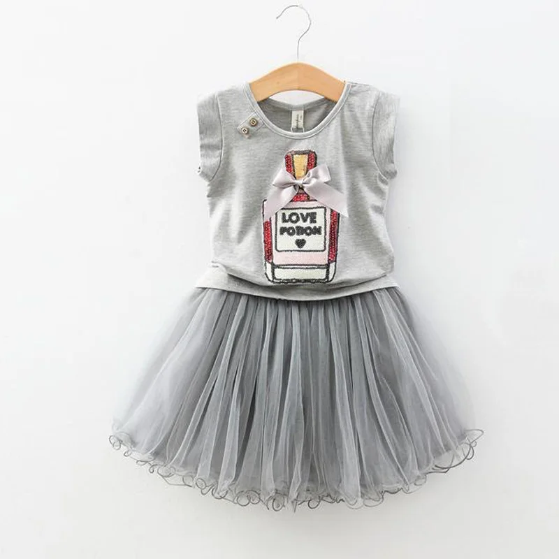 LOVE DD& MM/комплекты одежды для девочек; Детские элегантные футболки с блестками и бантом; костюмы с юбкой из пряжи; детская одежда