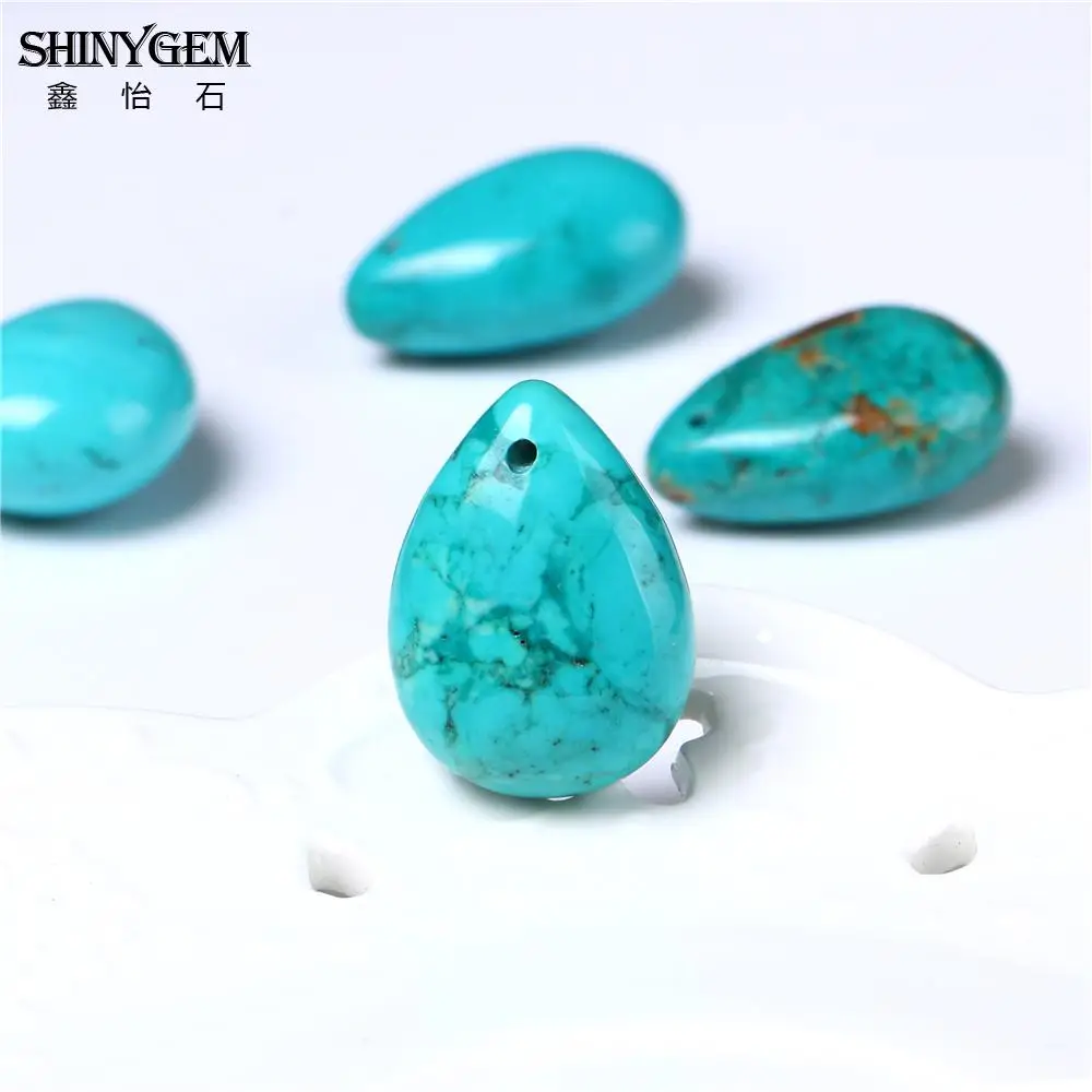 ShinyGem Голубое озеро капли воды бирюзы свободные бусины для изготовления ювелирных изделий класса ААА натуральный узор бирюзовый камень Бусины