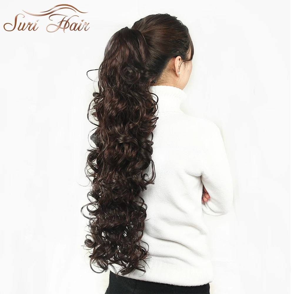 Suri Hair 32 inch Women Claw On Ponytail Extensions 220g Fake Long Wavy Pony Tail Hair Piece Brown/Blonde 3 Colors Avaliable