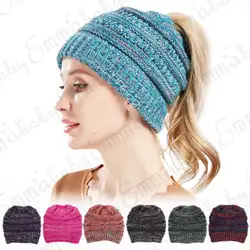Для женщин девочек стрейч вязать шляпу осень-зима теплый Skullies грязный Новая модная дамская мода шапки Hat