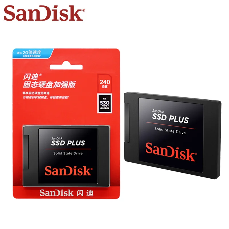 Твердотельный накопитель sandisk SSD PLUS, 120 ГБ, 240 ГБ, 480 ГБ, 520 м/с, Внутренний твердотельный диск, жесткий диск SATA3 2,5 для ноутбуков, настольных ПК