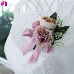 MOLANS бутоньерка для мужчин и женщин свадебные искусственные розы аксессуары для выпускного ручной работы лента бант свадебная брошь для