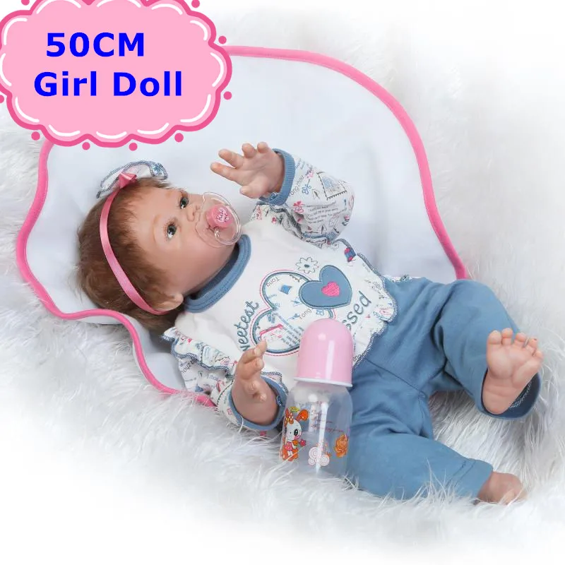 

Latest 50CM NPK Bebe Reborn Doll Full Body Silicone Baby Girl Doll With Lovely 20" Doll Clothes Alive Baby Toys For Girls
