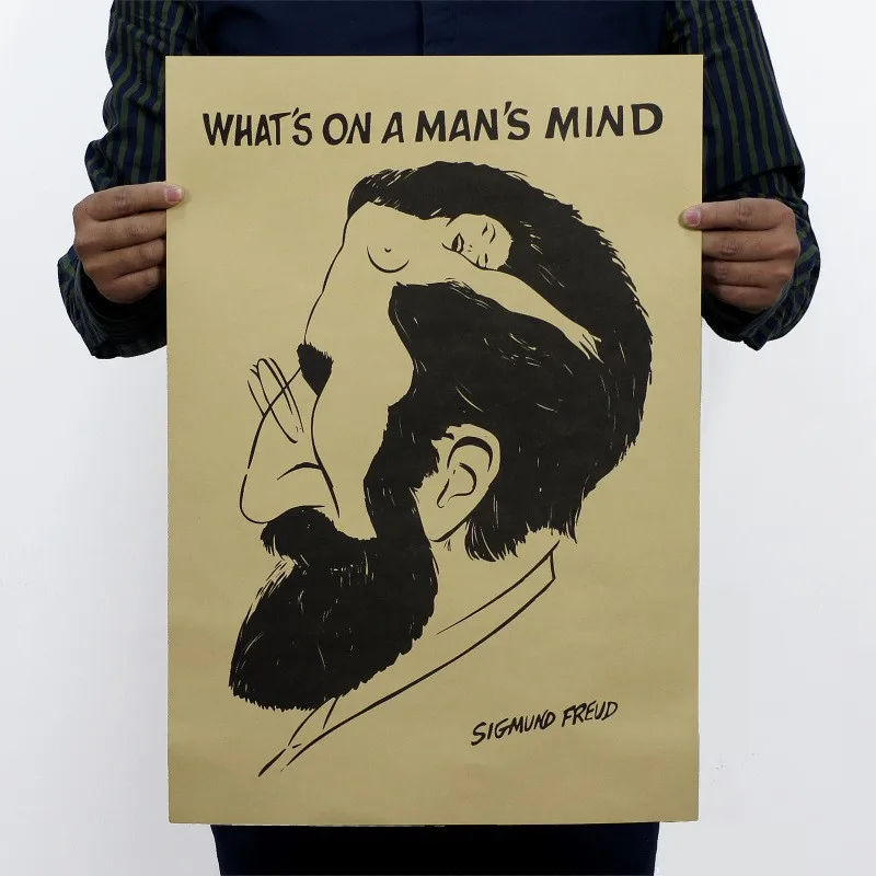 

Freud portrait humorous retro kraft paper poster wall stickers mural art bar cafe interior decorations 51x35.5cm