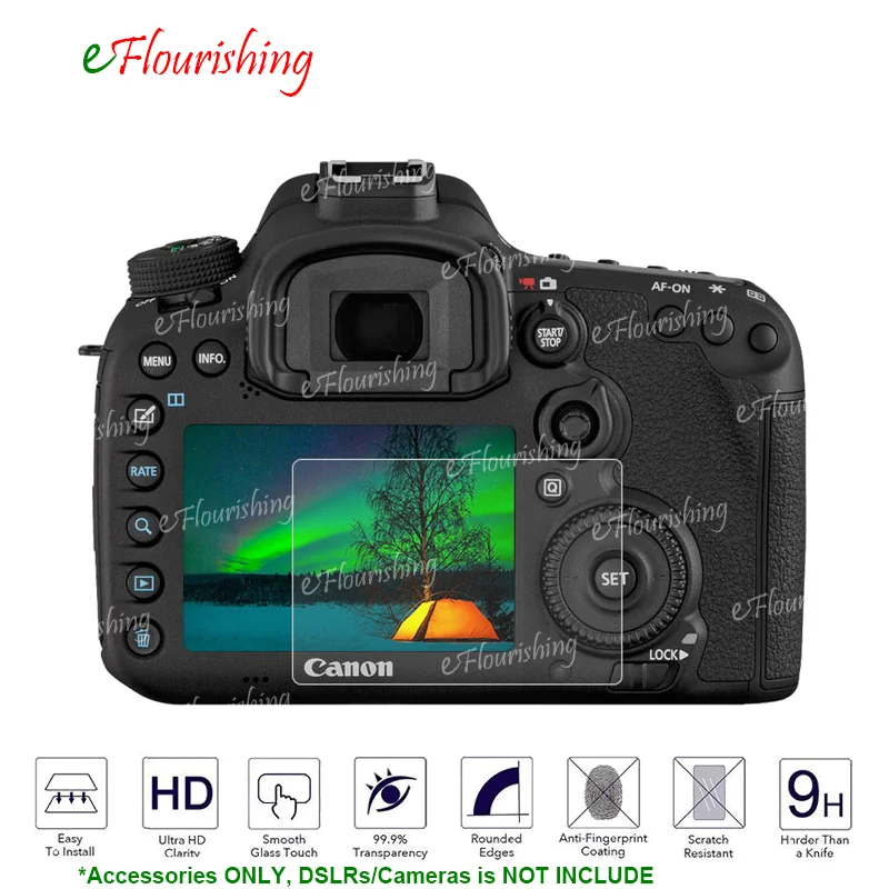 Screen Protector Shield Film 9H Tempered Glass for DSLRs Canon EOS 7D Mark II Mark2 MK2 Markii 7D2 7DII LCD Cover-! | Электроника