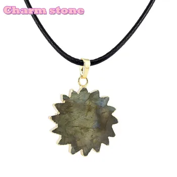 

Unique shape Natural magic anchor Pendant special arrow Fashion jewelry labradorite Flash stone pure gold colour