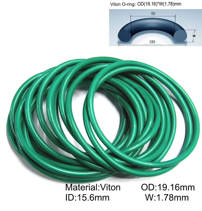 

100piece/Size:19.16mm*15.6mm*1.78mm/Viton o ring seal dichtung green Gasket of motorcycle part/FKM o-ring consumer product