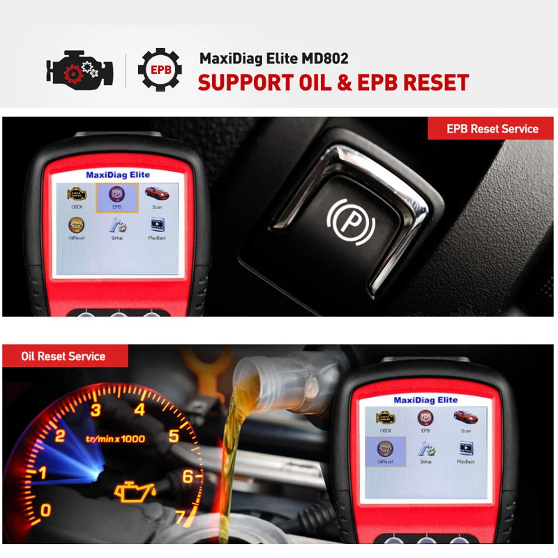 Autel MaxiDiag Elite MD802 Scanner Automotivo FULL System MD805 OBD OBD2 OBDII EOBD Scanner for Au Ford Holden Diagnostic Tool 