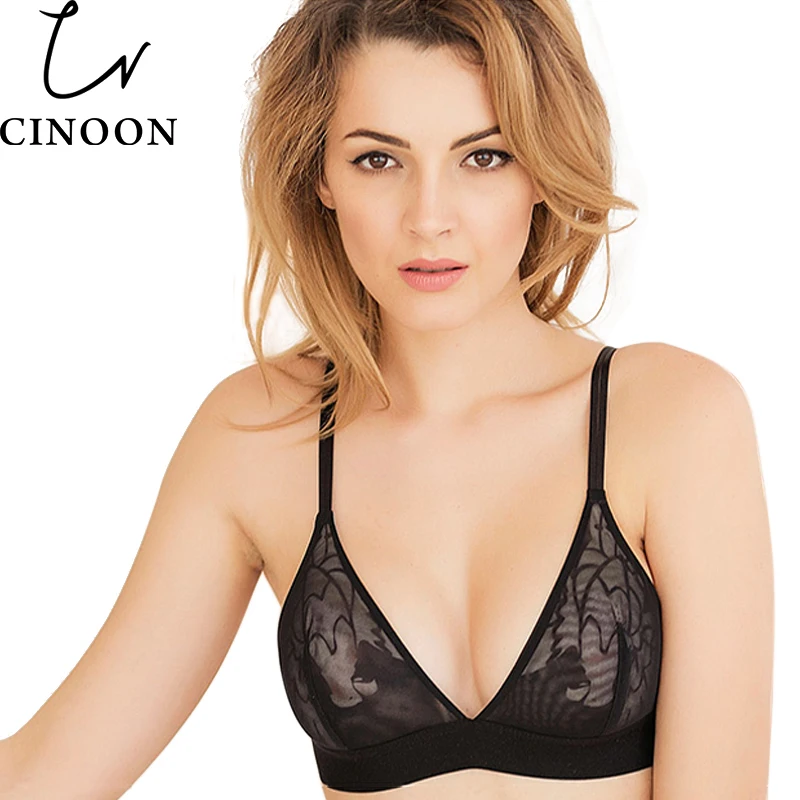 CINOON Women sexy underwear bra embroidery lingerie set thin lace bra transparent ultra-thin temptation push up bra set CINOON Women sexy underwear bra embroidery lingerie set thin lace bra transparent ultra-thin temptation push up bra set