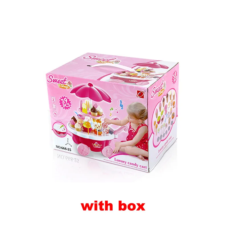 QWZ 39 шт. Дети моделирование Конфеты Мороженое тележка мини толкатель игрушка автомобиль Конфета мороженое супермаркет Музыка Дети ролевые игры игрушки - Цвет: pink with box