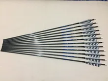 12pcs 30″Carbon arrow spine340 with ith 5″ Turkey fletching arrow tip for traditional bow archery and hunting