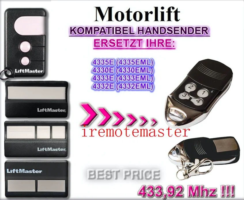 The remote replace For Motorlift 4330E (4330EML),4332E (4332EML),4333 (4333EML),4335E (4335EML) remote motorlift 4335e 4335eml 4330e 4330eml 4333e 4333eml 4332e eml replacement remote control free shipping