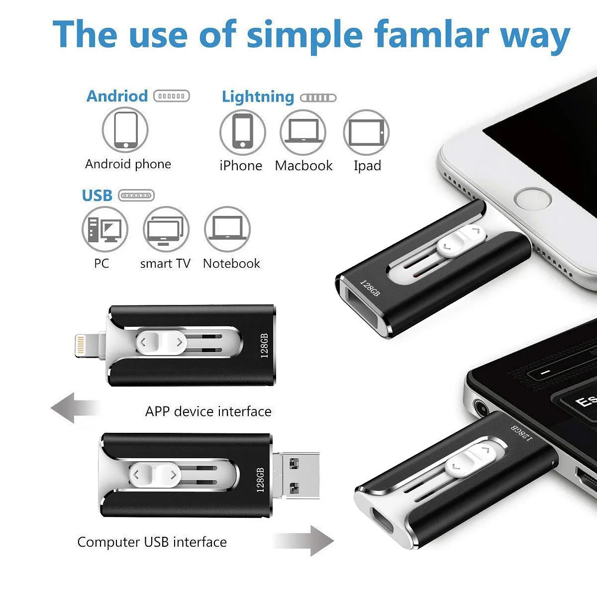 Флеш накопитель Vicsoul 3 0 для iPhone/Android 16 ГБ 32 64 128 в 1 флэш Otg Usb зашифрованный 0|USB