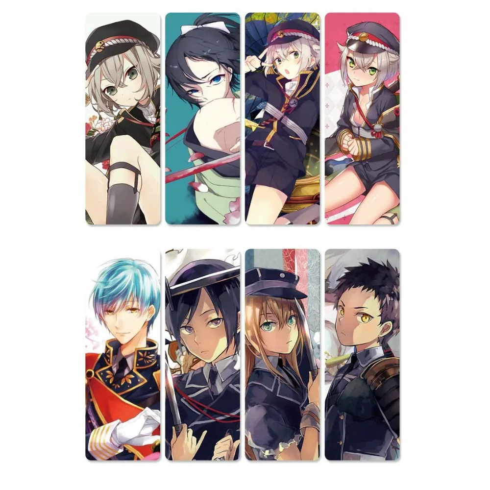 8 шт. Touken Ranbu онлайн аниме марки книг водонепроницаемый прозрачный ПВХ пластиковая Закладка красивая книга метки подарок