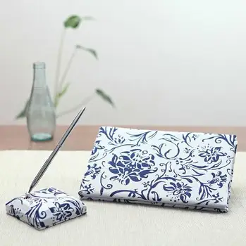 

Chinese Style Linen Classic Theme With Ribbons Wedding Guestbook & Pen Set