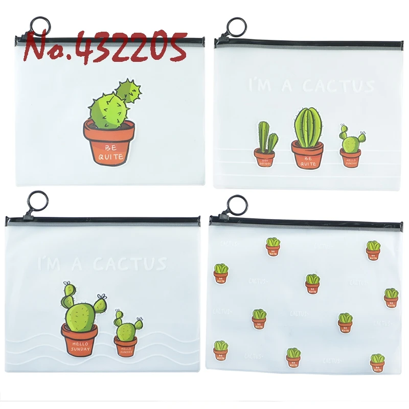 

Cactus Plant Dull Polish Transparent A5 File Folder Document Filing Bag Stationery Home Office Storage Bag Student School Tool