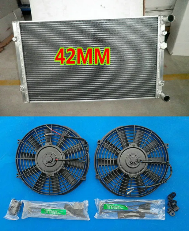 Алюминиевый радиатор для Volkswagen VW Golf MK4 BORA AUDI A3 S3 TT Seat Leon/TOLEDO SKODA Octavia 1,8 T 1.9TDI GTI FSI 20V& FAN - Цвет: Radiator And Fans