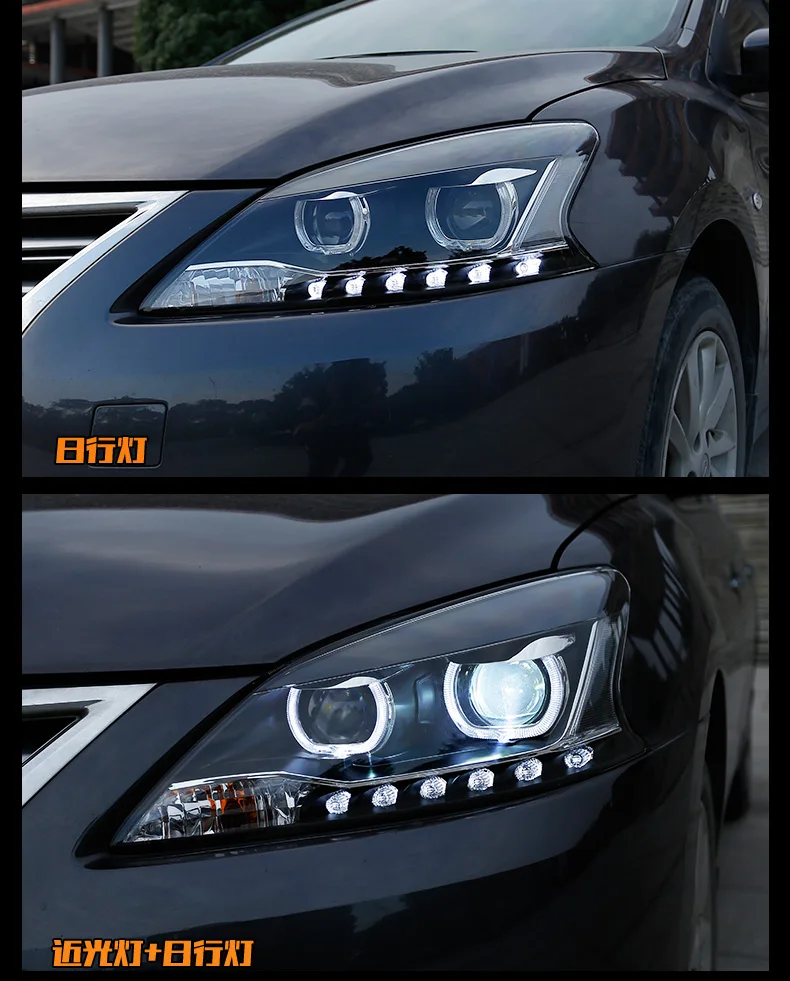 Стайлинга автомобилей Фара для Nissan Sylphy фары 2012- Sentra Almera светодиодный фар D2H H7 Hid Ангел глаз биксеноновые фары