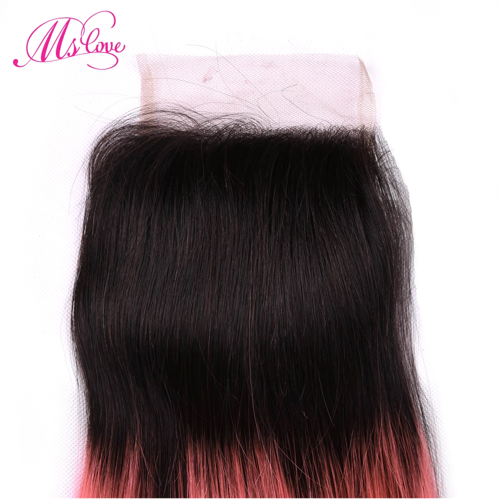 Ms Love Pre Colored Tb/Rose Glod Ombre Hair Bundles With Closure Remy Brazilian Human Hair Straight Bundles With Lace Closure Ms Love Pre Colored Tb/Rose Glod Ombre Hair Bundles With Closure Remy Brazilian Human Hair Straight Bundles With Lace Closure