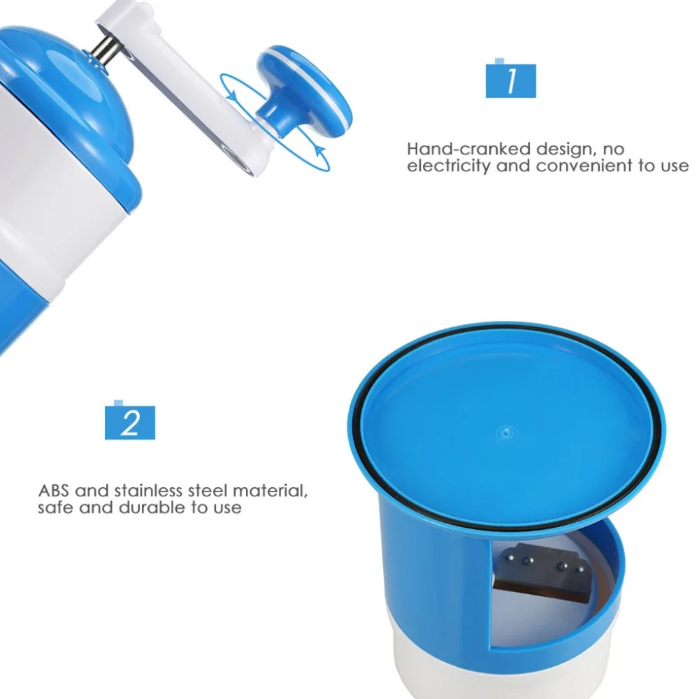 Блендер для льда портативная ручка для вращения ручная Бытовая мельница для льда Мороженица машинный кухонный инструмент шлифовальный инструмент синий ABS