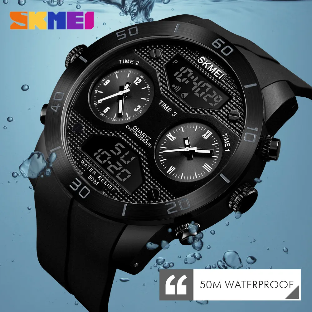 

SKMEI Dual Display Digital Watches Men Outdoor Multifunction Sports Watches Waterproof Wristwatches Dial Clock Relogio Masculino