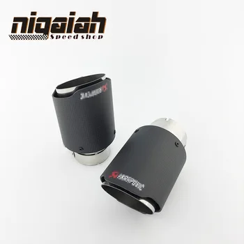 

2 PC Universal Exhaust End Tips New Carbon Fiber Exhaust tail pipe 63mm INLET 90mm OUTLET