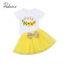 Коллекция года, летняя одежда для малышей комплекты одежды для новорожденных девочек на день рождения комбинезон с цветочным рисунком юбка-пачка комплект одежды с надписью для детей от 0 до 24 месяцев