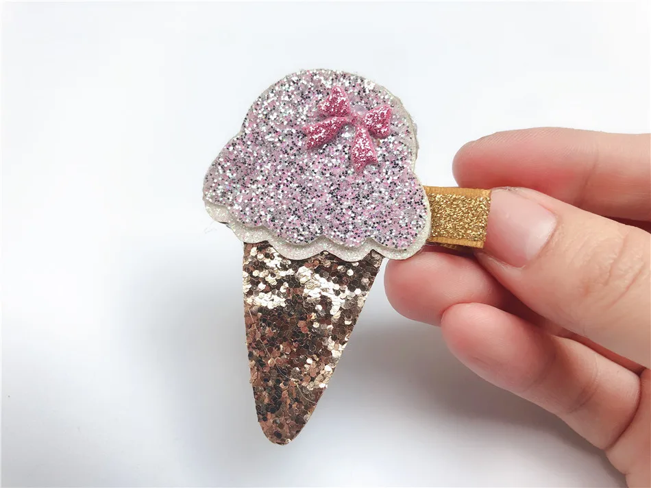 Бутик 20 шт модные милые блестящие конусные заколки для волос Icecream Твердые бант Doublecone заколки для волос Принцесса аксессуары для волос
