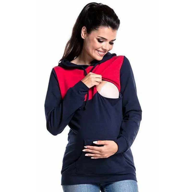 

Maternity Clothes Casual Mother Breastfeeding Hoodies Shirts Maternity Blouse Patchwork Breastfeeding Pregnancy Womens Clothing