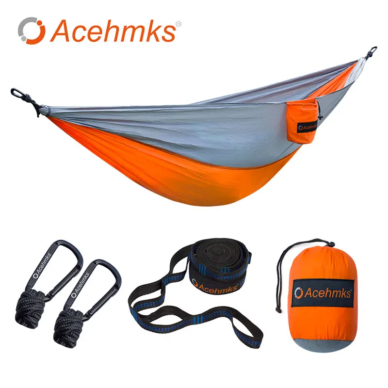 

Acehmks Outdoor Hammock Garden Camping Sports Home Travel Hang Bed Double 2 Person Leisure Travel Parachute Hammocks