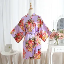 Сексуальный большой размер сексуальный атласный ночной халат идеально подходит для свадьбы, невесты, подружки невесты пеньюары домашний халат для женщин Цветочный Халат