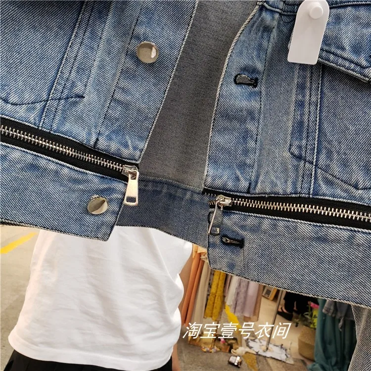 Лето-осень супер короткая джинсовая куртка бренда Denim Для женщин корейский стиль моды молния BF джинсовые шорты для девочек; куртка для девочек; студенческие пальто