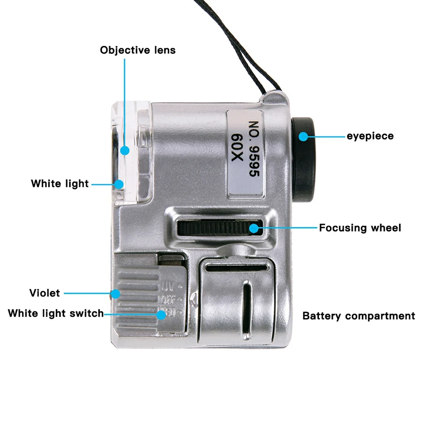 dial test indicator 60X Handheld Magnifying Glass Mini Pocket Microscope Loupe Currency Detector Jeweler Magnifier With LED Light microhardness test