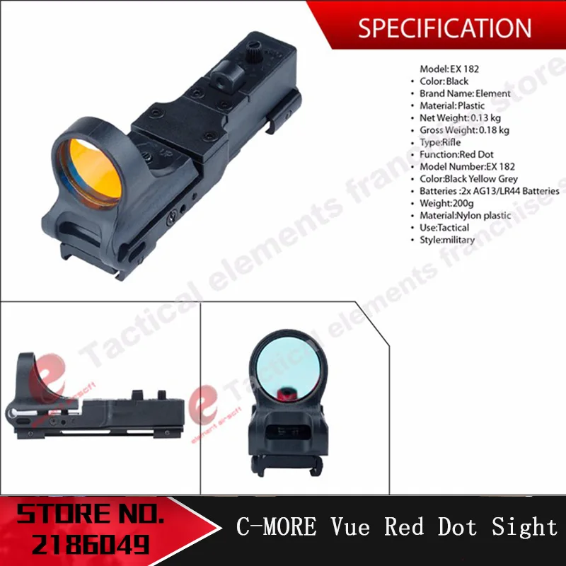 

Element Airsoft SeeMore Rail Reflex C-MORE View Red Dot Sight For Weapon Tacitcal Outdoor Flashlight EX182