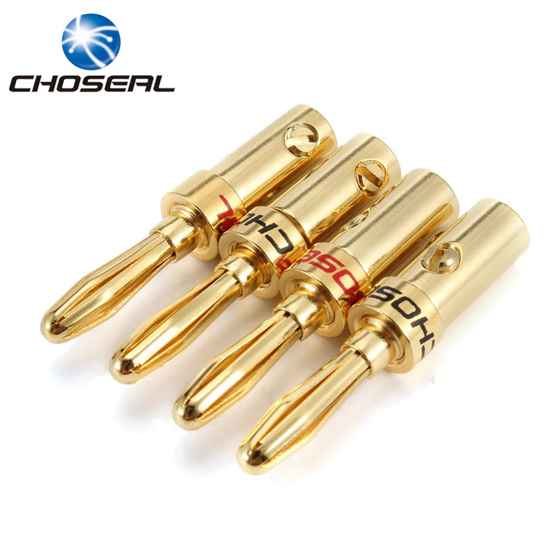 

Choseal QS6032 4PCS DIY Speaker Cable Connector Screws Free Soldering Banana Plugs Copper HI-FI Terminal For Speaker Amplifier