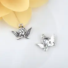 10 шт 20*11 мм античные серебряные шармы подвеска в форме ангелов Diy ювелирные изделия ручной работы аксессуары ожерелье Фурнитура