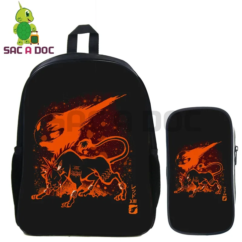 

2 Pcs/set Final Fantasy Vii Cloud Fluorescence School Bag Anime Backpack for Teenage Boys Girls Daily Backpack Travel Bags