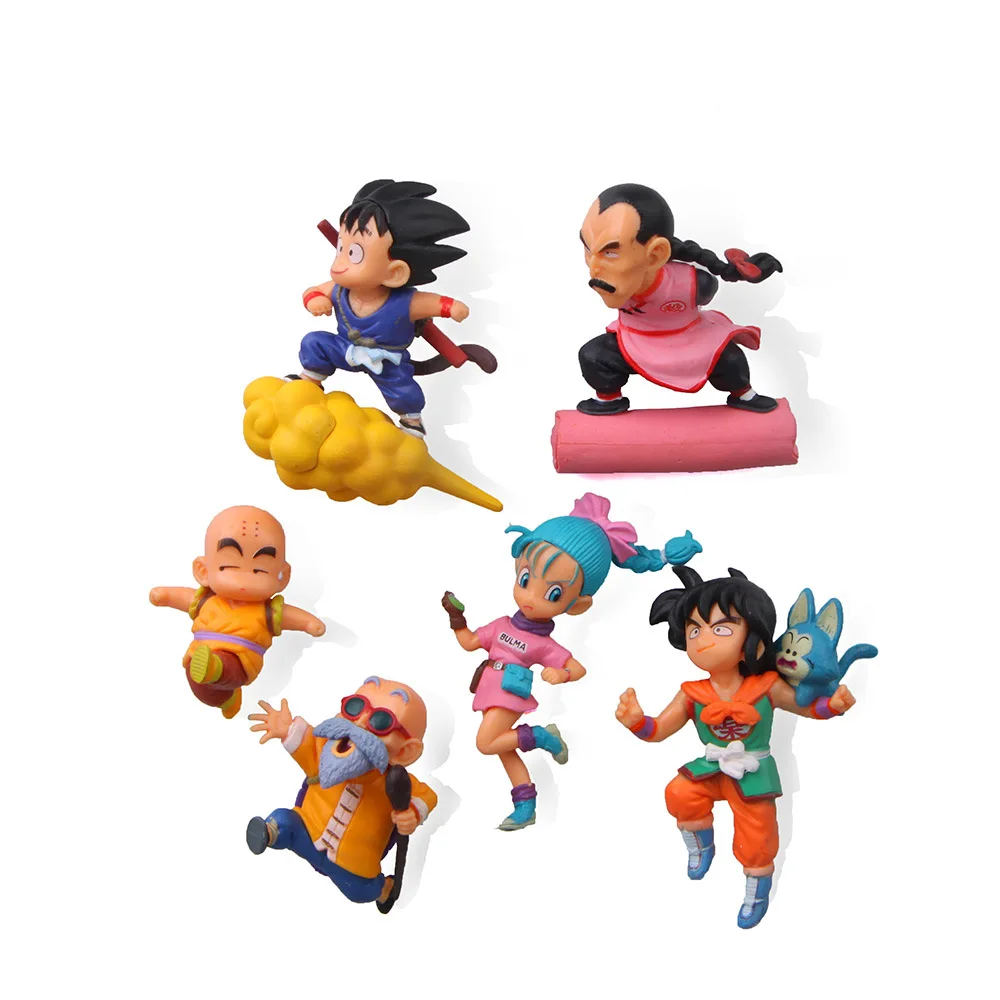 6 pcs/lot Dragon ball anime action figure fridge magnets anime figurine SON Goku ChiChi Oolong toys wukong Garage Kits - Color: 6Pcs