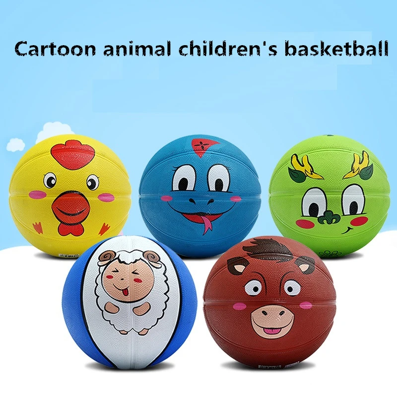 Горячие Продажа крытый игры в баскетбол размер 5 Резиновая пелота Популярные 12 видов мультфильм животных баскетбольный мяч для детей