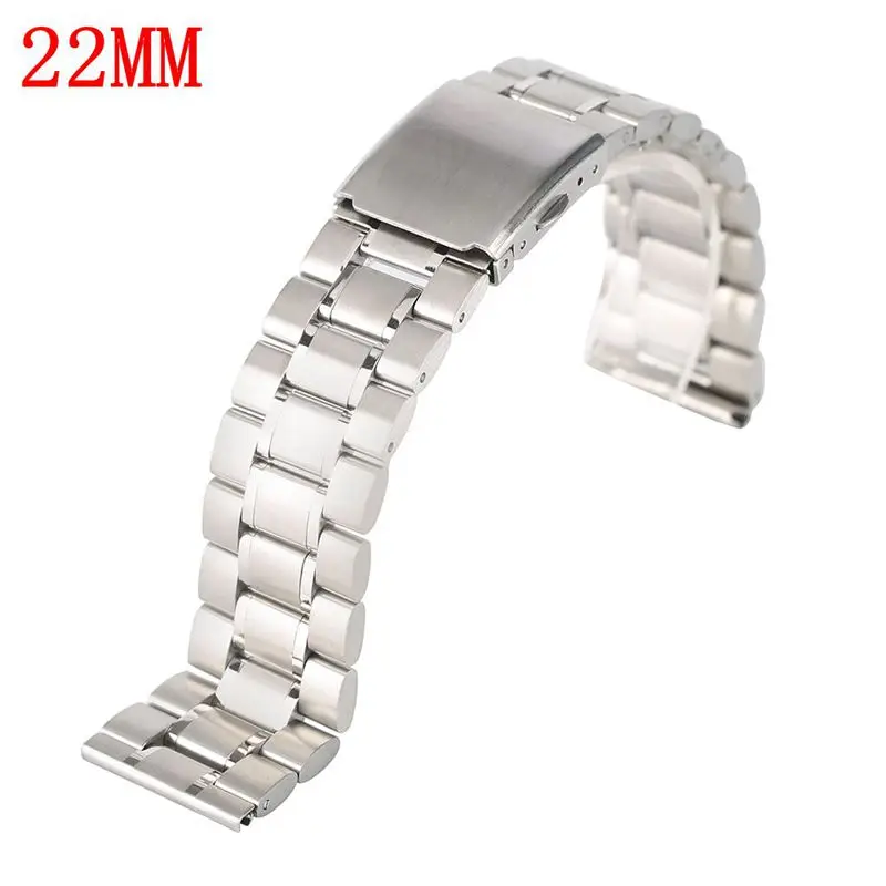 

Stainless Steel Watch Band 22mm Adjustable Solid Link Black/Silver Watches Strap Metal + 2 Spring Bars Bracelet Luxury Bangle