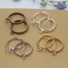 20 шт./лот, посеребренные кольца, настройки, простой стиль, регулируемые кольца с отверстием для DIY, модные кольца ручной работы