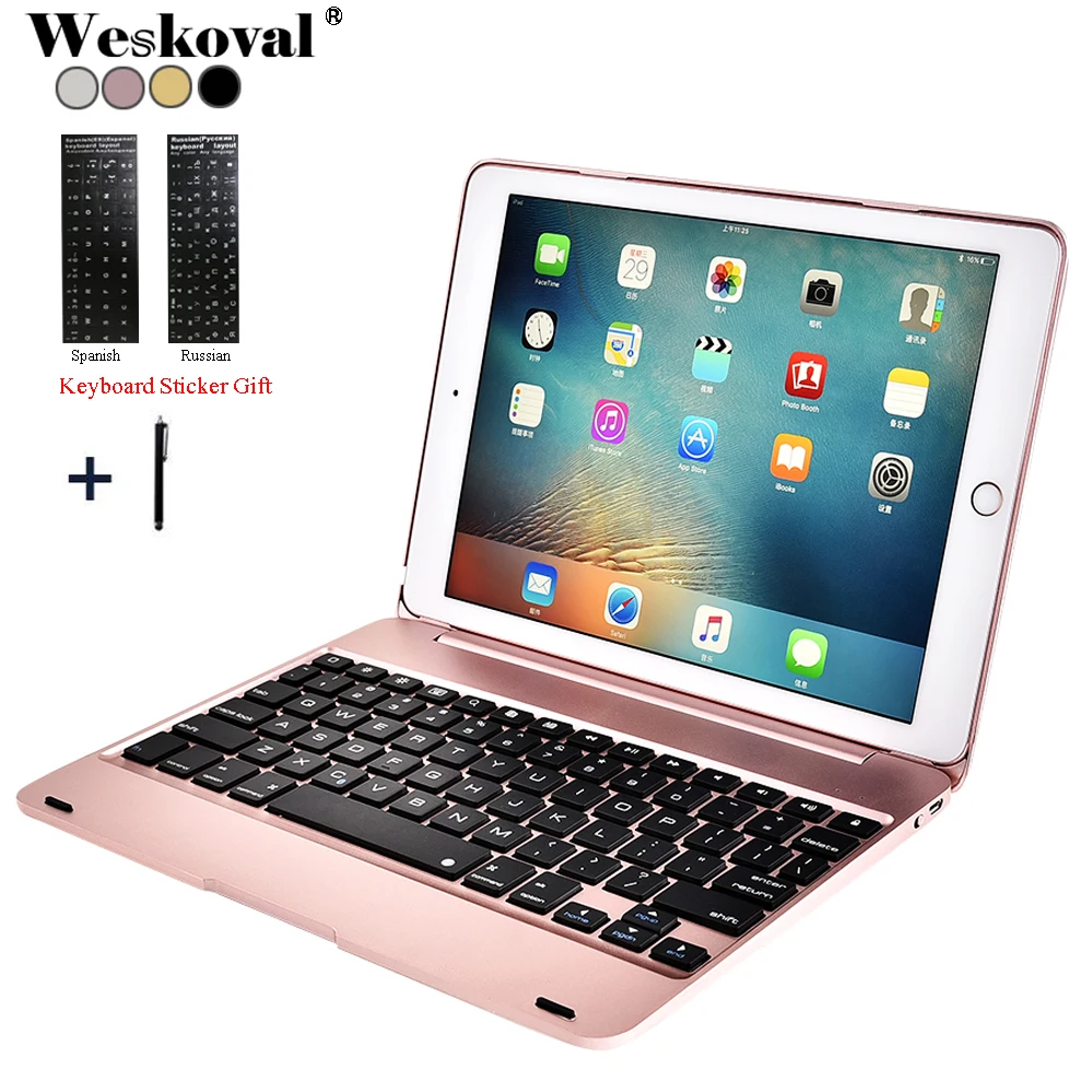 Чехол для iPad 9 7 '񟭒 A1893 с беспроводной клавиатурой Bluetooth 2017 A1822 чехол планшета