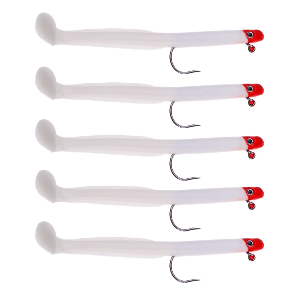 

5 Pieces Lead Head Jigs Soft Fishing Lures Bait with Single Hook Sinking Swimbaits for Saltwater and Freshwater