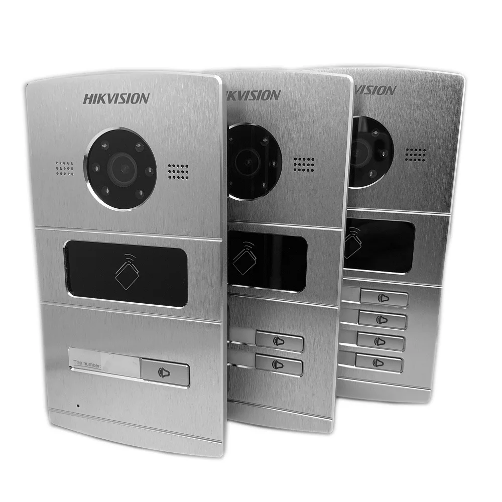 Hik Multi-idioma 1-4 botón IP timbre de la puerta teléfono Video intercomunicador Visual intercomunicador impermeable 13,56 MHz RFID tarjeta IP intercom - 1