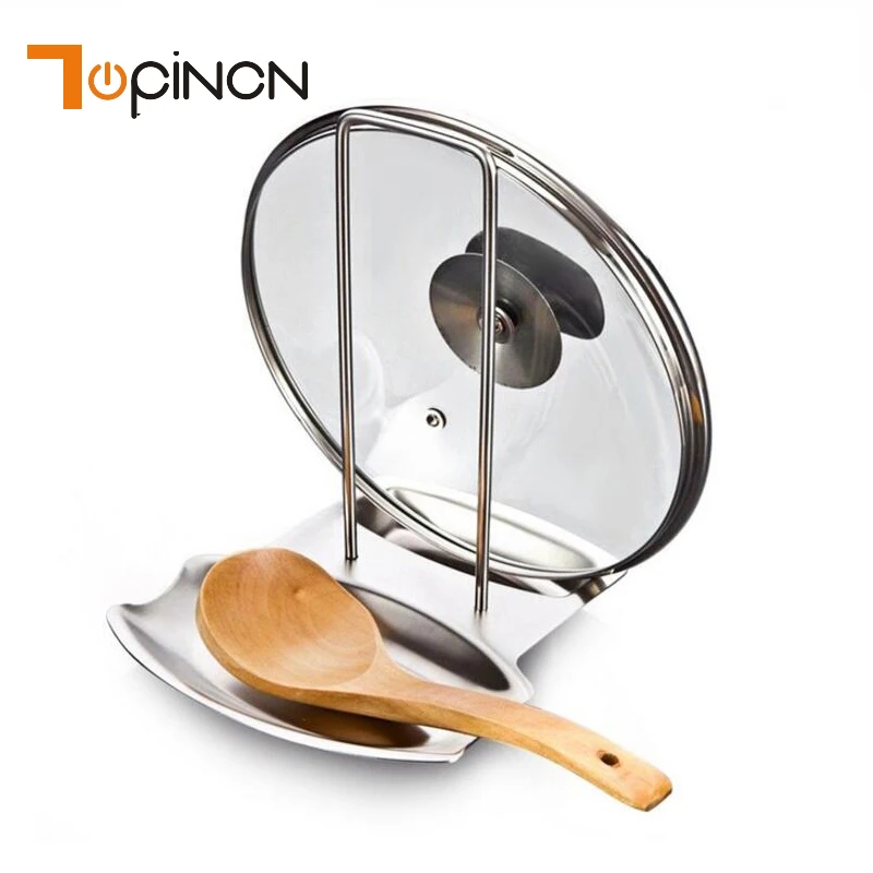 

Stainless Steel Pan Pot Rack Cover Lid Rest Stand Spoon Sponge Holder Stove Rests Organizer Storage Kitchen Goods Accessories