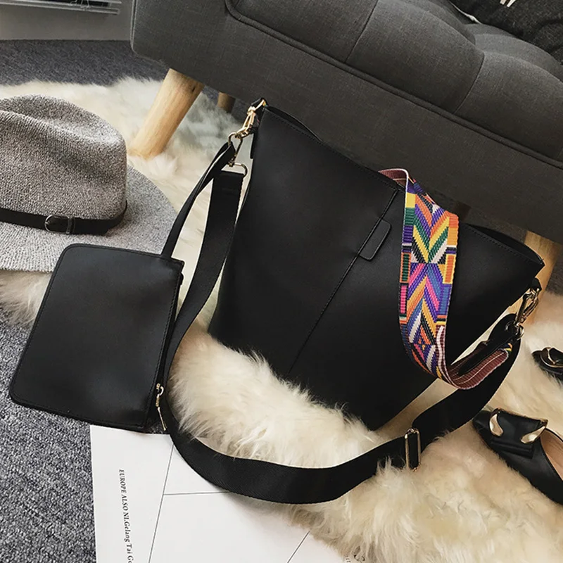 Fashion Bucket Women Shoulder Bags Colorful Strap Composite Bag Messenger Cross Body Luxury Handbag Designer Famous Brand (5)