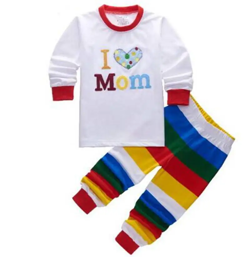 Новая весенне осенняя Пижама с надписью i love my family для маленьких мальчиков и