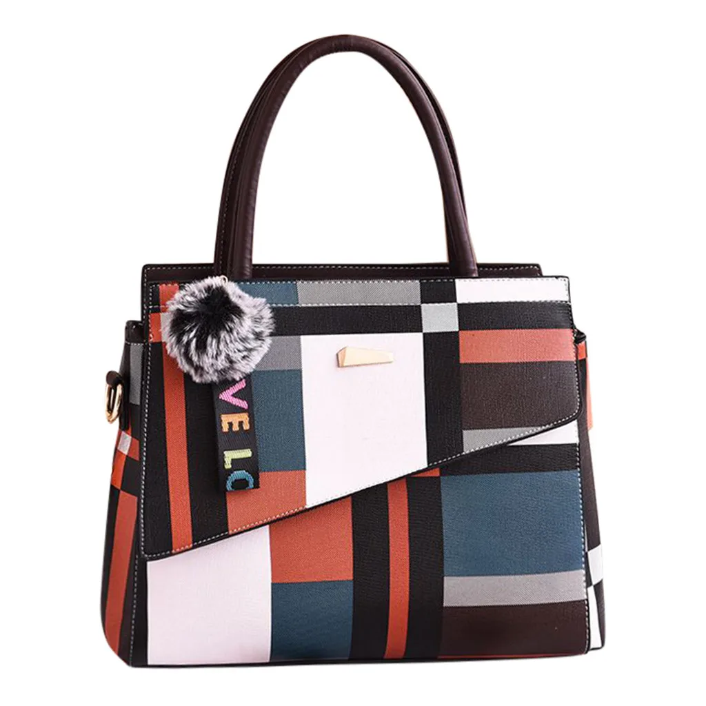 MUQGEW роскошные сумки клетчатые женские сумки дизайнерские сумочки с кисточкой и Набор сумок 4 шт. женские сумки Bolsa Feminina - Цвет: Коричневый